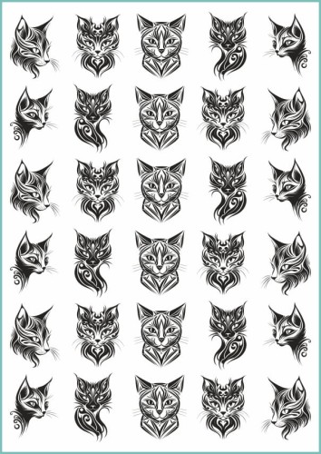 Tatuaże zmywalne czarne koty - duży zestaw naklejek na ciało z kotami dla dzieci i dorosłych