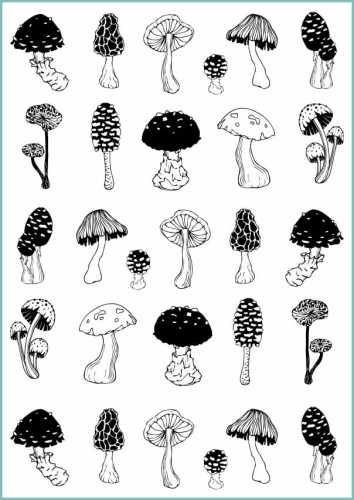 Czarne tatuaże tymczasowe leśne muchomorki