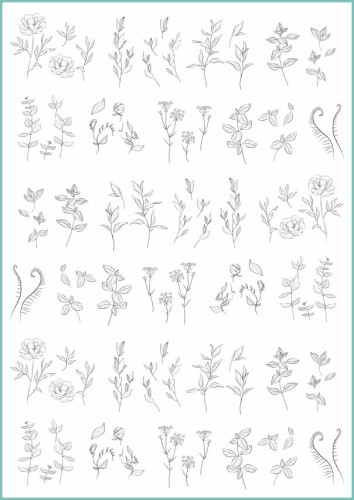 Czarne tatuaże tymczasowe liście i kwiaty 01