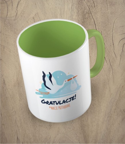 Jasnozielony kubek gratulacje macie przerąbane