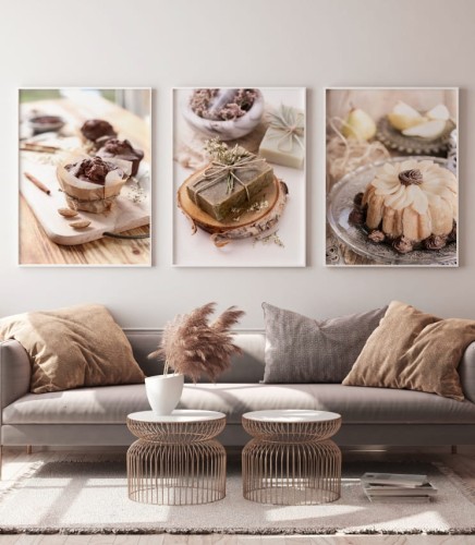 Brązowo-beżowy zestaw plakatów z pięknymi, delikatnymi zdjęciami w różnej tematyce