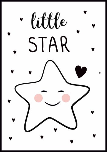 Plakat little star - z małą uśmiechnięta gwiazdką otoczoną serduszkami