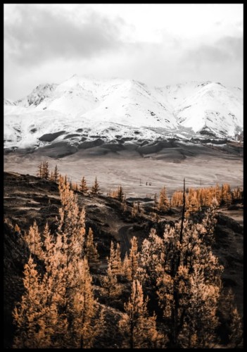 Plakat góry nad doliną