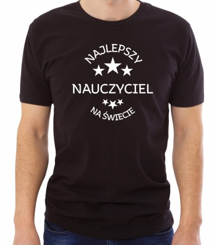 Czarna męska koszulka najlepszy nauczyciel na świecie