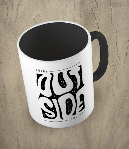 czarny kubek think outside the box