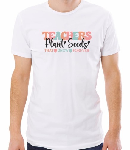 Biała męska koszulka teachers plant seeds