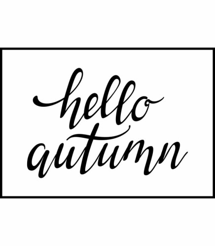 Czarno-biały plakat z napisem "hello autumn" w sam raz na powitanie jesieni