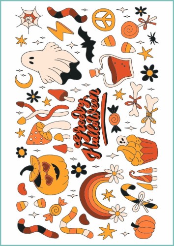 Tatuaże tymczasowe retro zestaw na Halloween 01