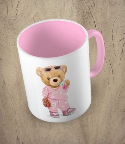 Różowy kubek bear girl doll