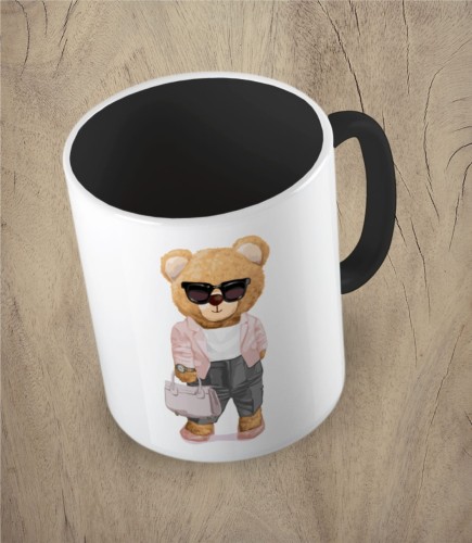 Czarny kubek bear doll working