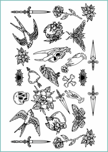 Tatuaże tymczasowe Halloween 29 czarne wzory