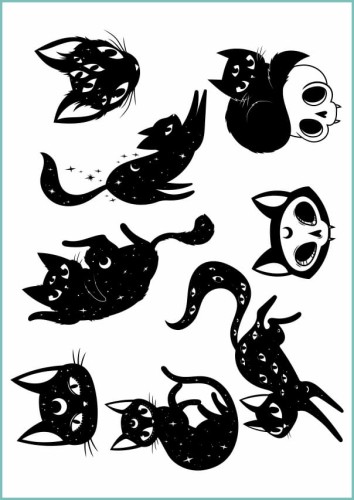 Tatuaże tymczasowe mistyczne czarne koty