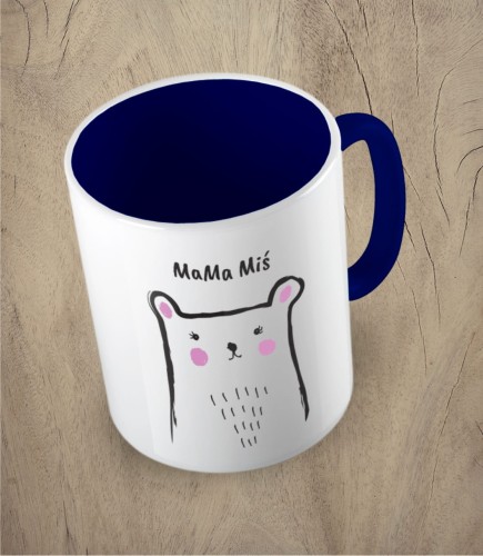 Granatowy kubek mama miś