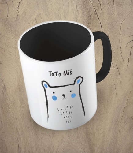 Czarny kubek tata miś