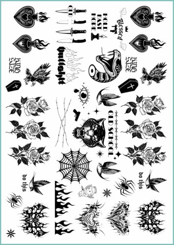 Czarne tatuaże tymczasowe old school tattoos