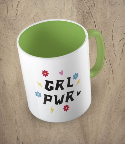 Jasnozielony kubek girl power