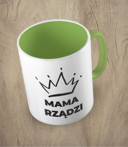Jasnozielony kubek mama rządzi