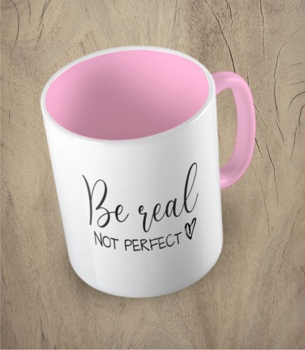 Różowy kubek be real not perfect
