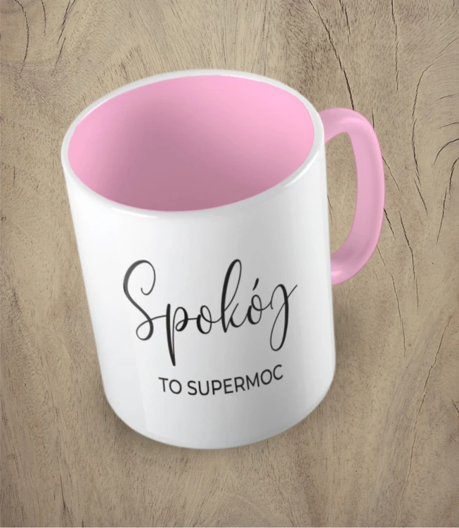 Różowy kubek spokój to supermoc