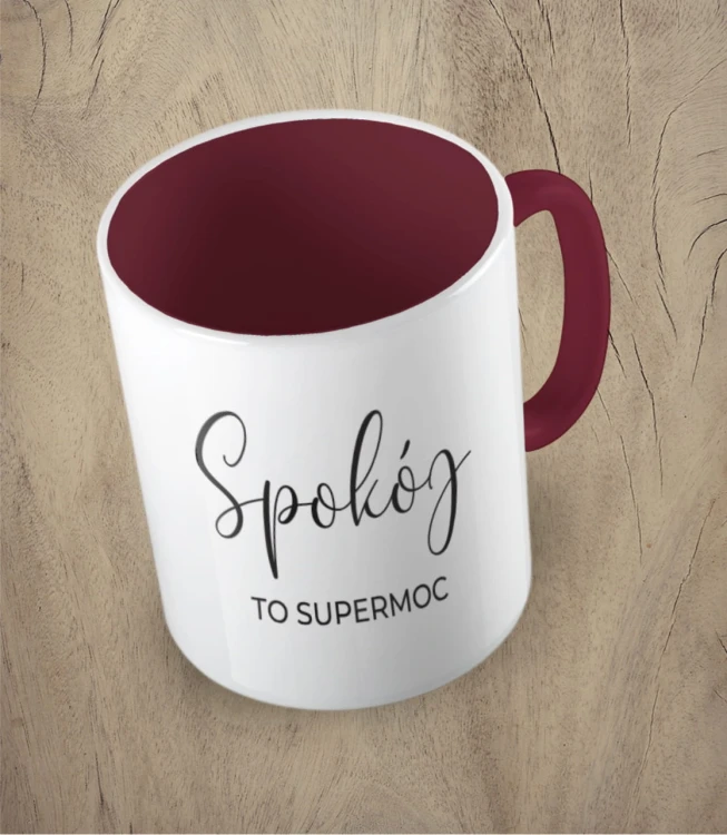 Bordowy kubek spokój to supermoc