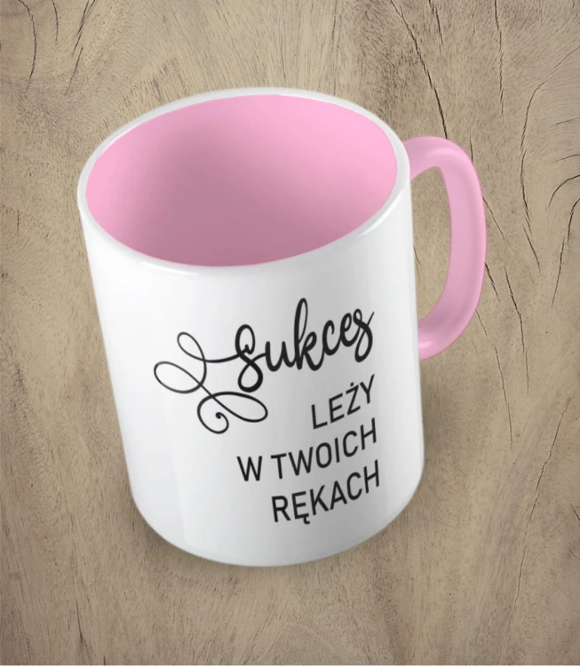 Różowy kubek sukces leży w twoich rękach