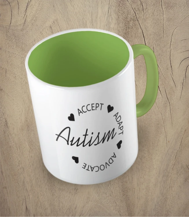 Jasnozielony kubek autism accept adapt advocate