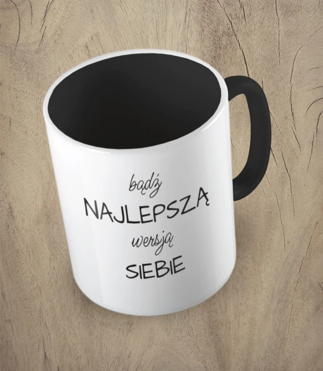 Czarny kubek najlepsza wersja siebie