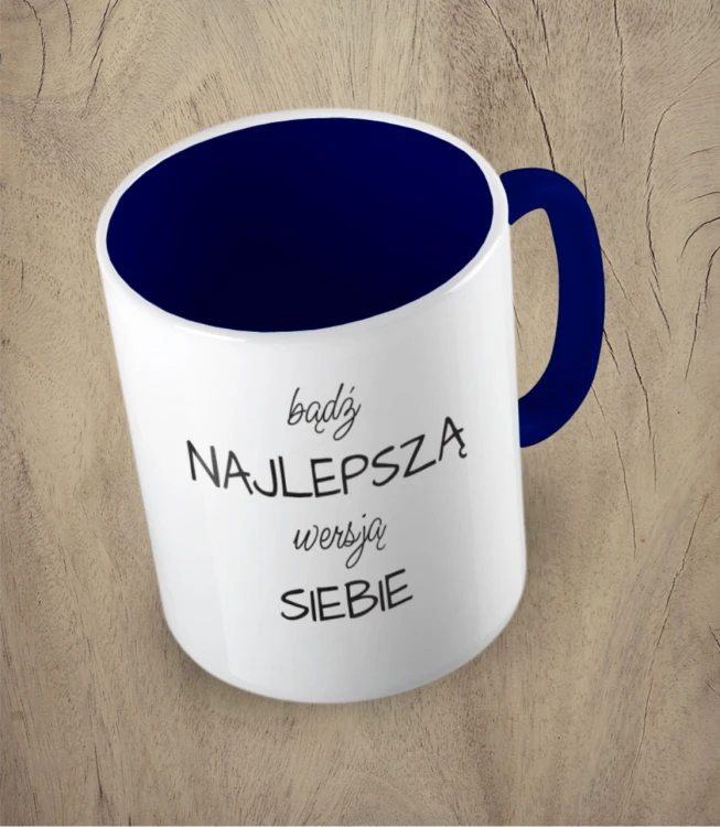 Granatowy kubek najlepsza wersja siebie