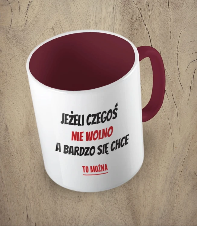Bordowy kubek jeżeli nie wolno