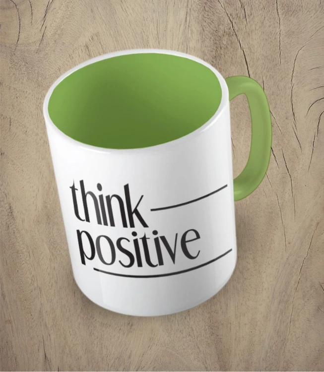 Jasnozielony kubek think positive