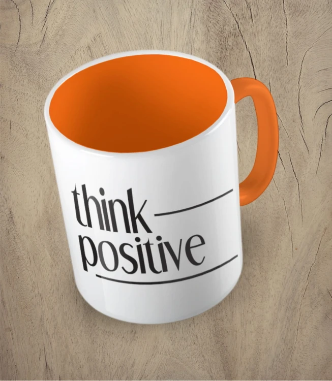 Pomarańczowy kubek think positive