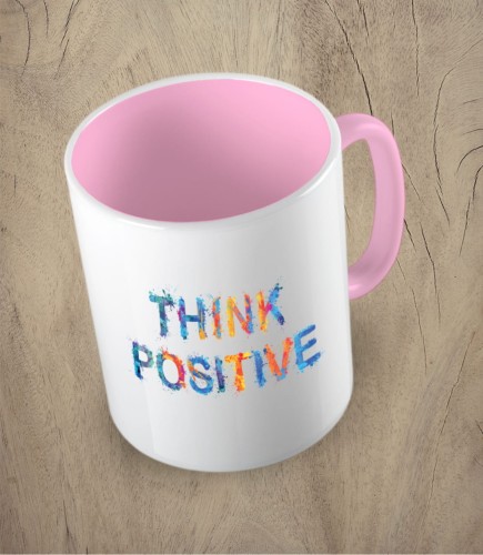 Różowy kubek think positive 01