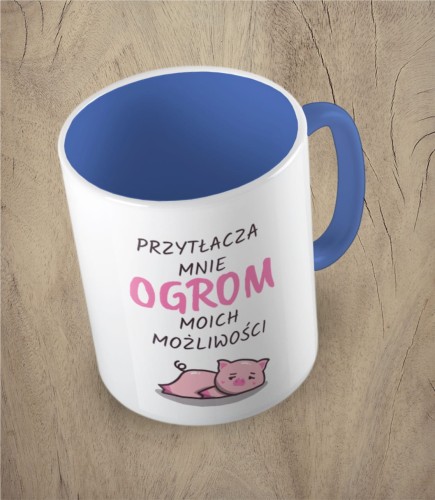 Niebieski kubek ogrom możliwości świnka