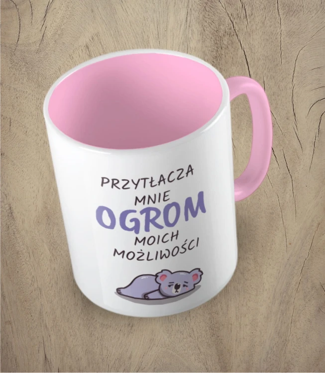 Różowy kubek ogrom możliwości koala