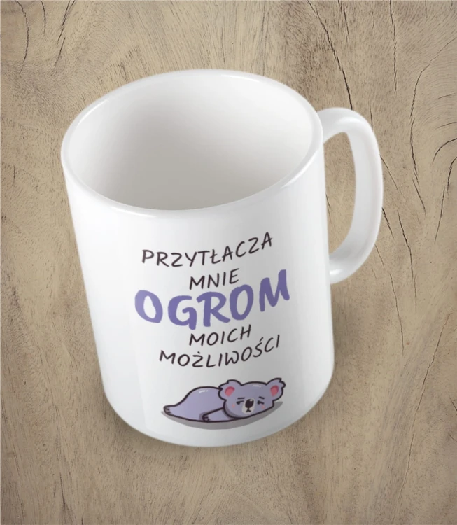 Biały kubek ogrom możliwości koala