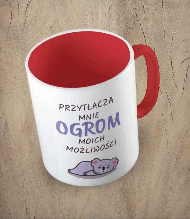 Czerwony kubek ogrom możliwości koala