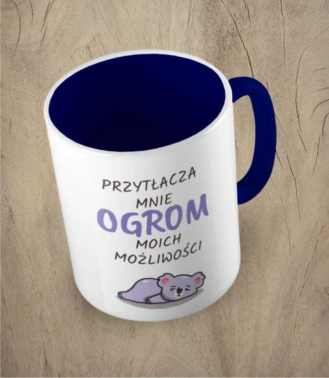 Granatowy kubek ogrom możliwości koala