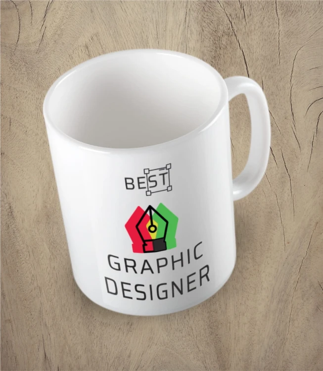 Biały kubek best graphic designer
