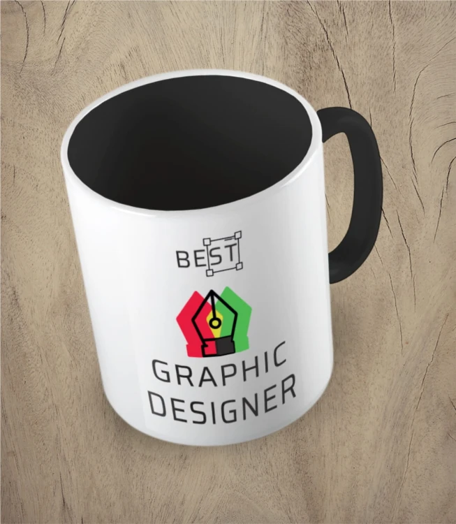 Czarny kubek best graphic designer