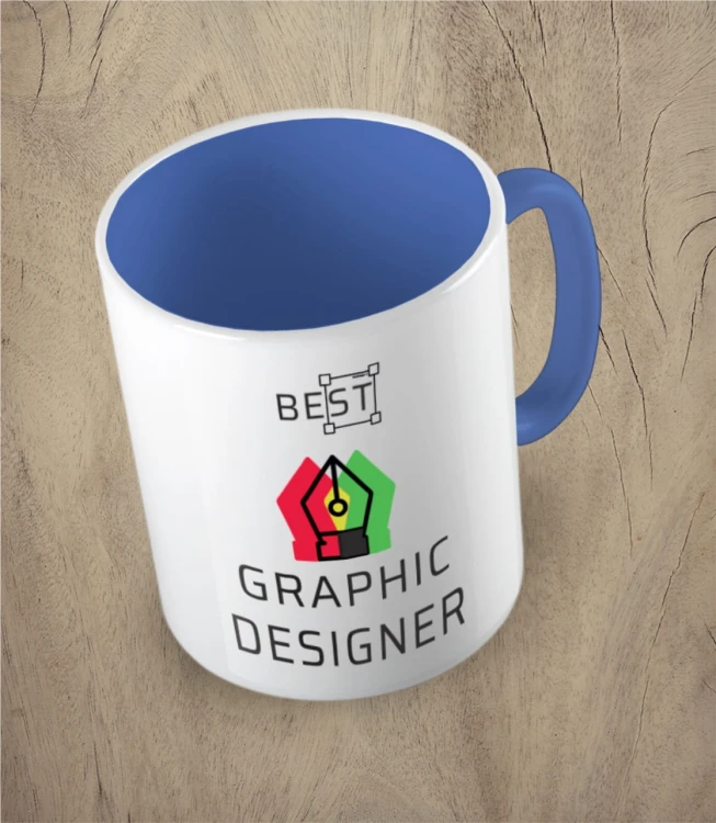 Niebieski kubek best graphic designer
