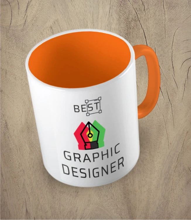 Pomarańczowy kubek best graphic designer