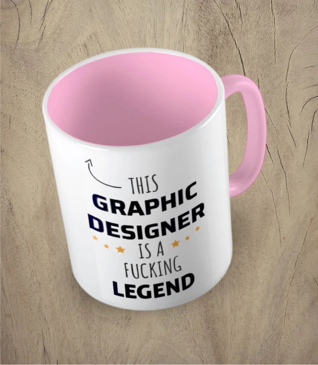 Różowy kubek this graphic designer is a legend