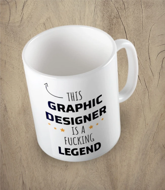 Biały kubek this graphic designer is a legend