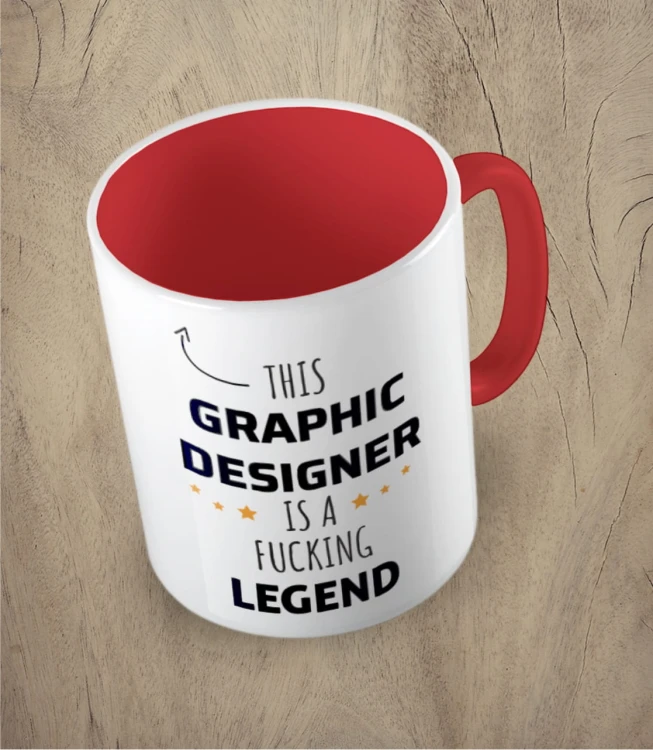Czerwony kubek this graphic designer is a legend