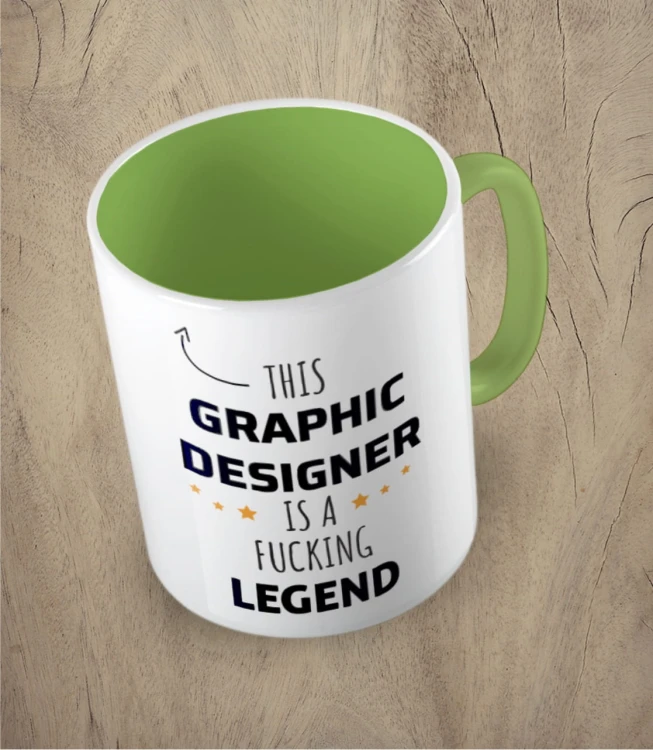 Jasnozielony kubek this graphic designer is a legend