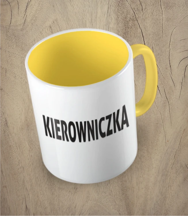 Żółty kubek kierowniczka