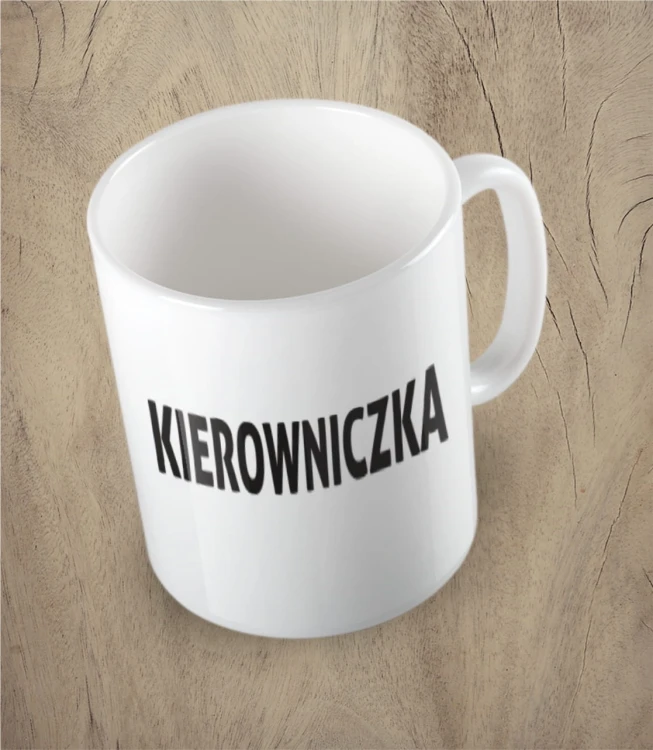 Biały kubek kierowniczka
