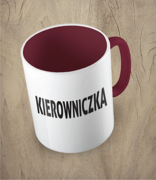 Bordowy kubek kierowniczka