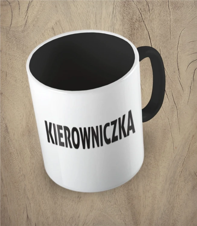 Czarny kubek kierowniczka