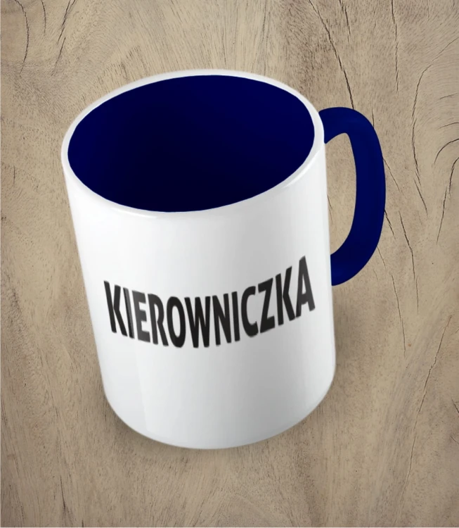 Granatowy kubek kierowniczka